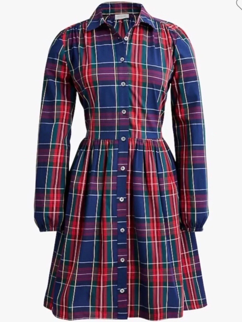 J. Crew Factory Women's Cotton Mini Shirt Dress - Tartan Plaid